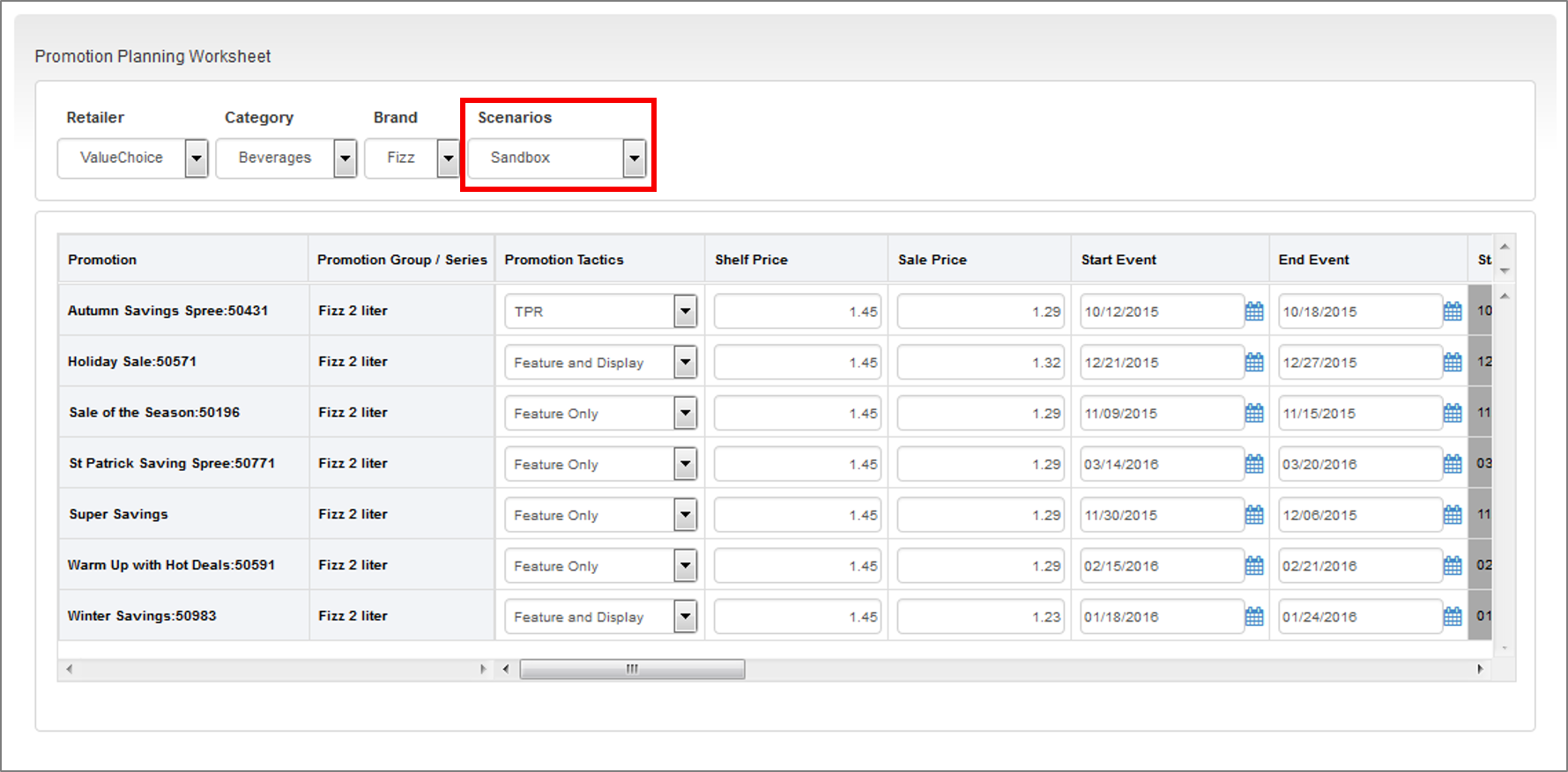 Select the Sandbox Scenario