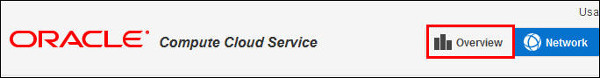 Compute Cloud Sevice console header, with the Overview tab highlighted.