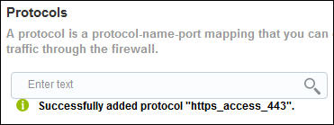 Protocols pane confirmation message