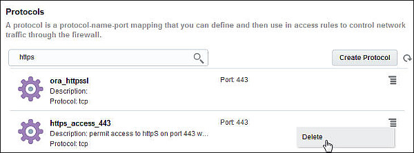 Protocols pane with https in search box and menu icon selected