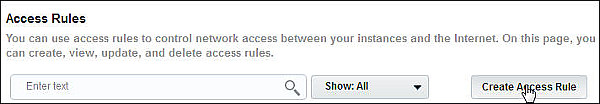 Access rules pane with Create  Access Rulle button being selected