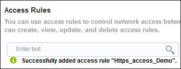 Access Rules pane showing confirmation message
