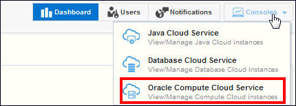 The console menu is open showing the Cloud Compute console highlighted
