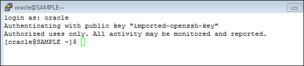 Login to ssh session on your DBaaS instance