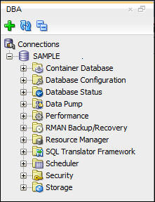 DBA pane with Performance expanded