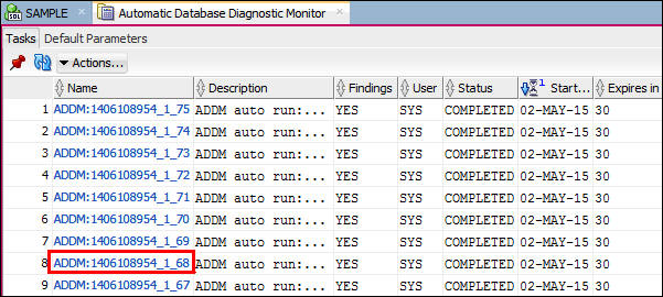 Sorted ADDM task list
