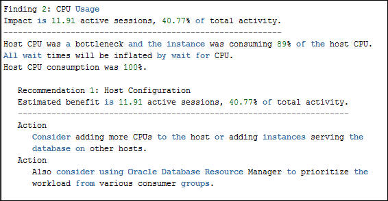 the finding for Cpu Usage
