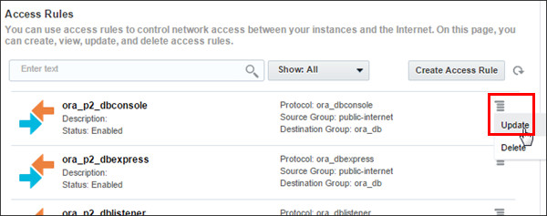 click update access rule