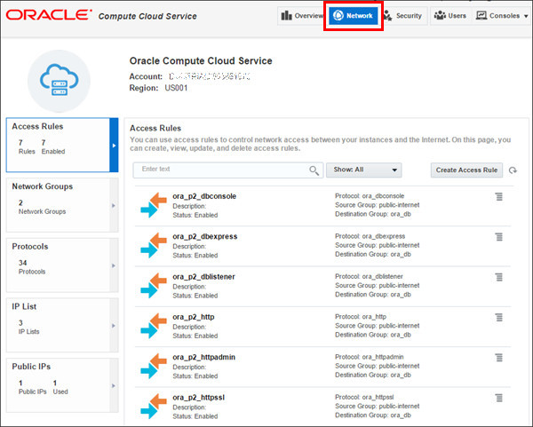 network tab for access rules