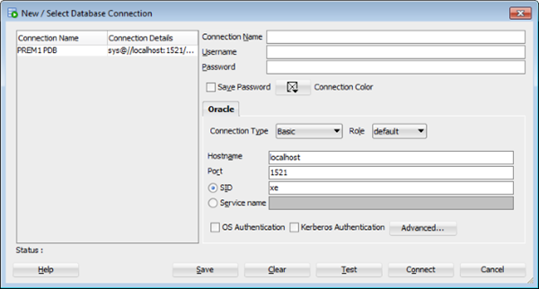 Connections context menu