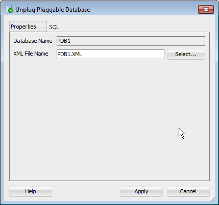 Unplug Database dialog