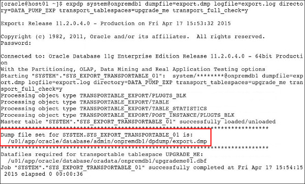 run expdp Data Pump Export utility