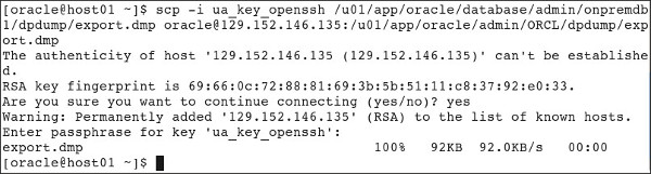 scp to copy export dumpfile to cloud