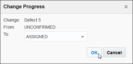 Change Progress dialog box