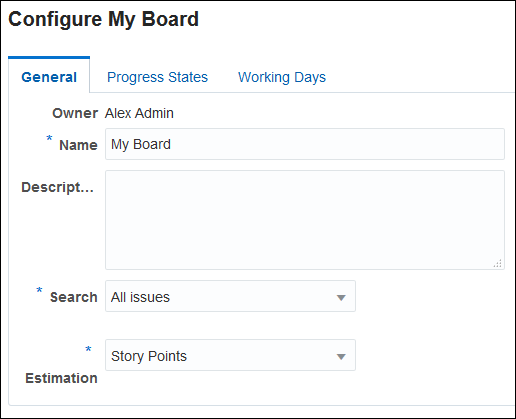 General tab of Configure page