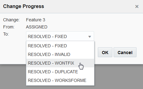 Change Progress dialog box