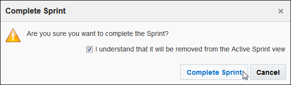 Complete Sprint dialog box