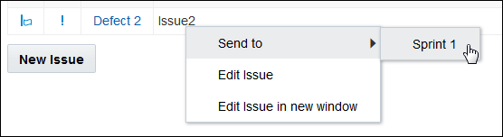Sending an issue to a sprint