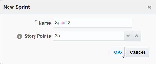New Sprint dialog box