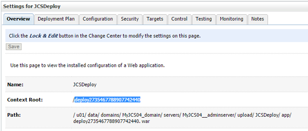 Overview tab of the deployed application