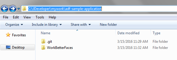 Explorer view of the cloned Git repository directory
