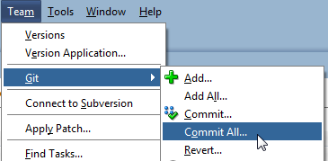 Team - Git submenu of JDeveloper