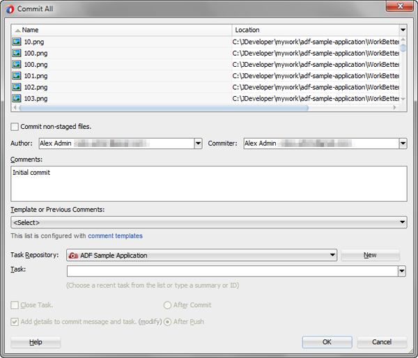 Commit All dialog box