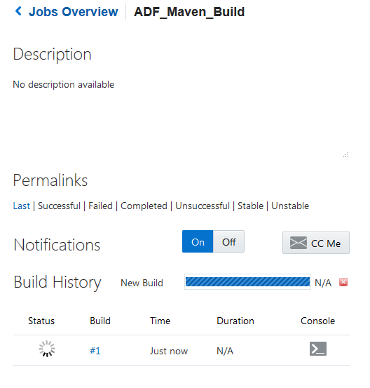 Build Details page of the job