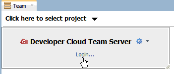Team Server list in the Team tab