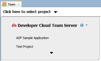 Team tab with your Oracle Developer Cloud Service projects
