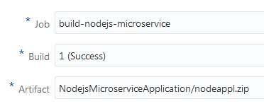 Job, Build, and Artifact fields of the New Deployment Configuration page