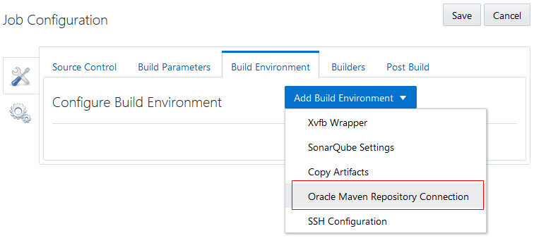 Build Environment tab of the Configure Build job page