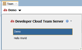 A project selected in the Team tab