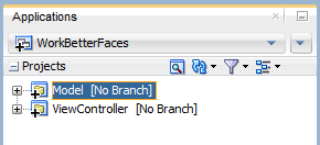 Applications pane of JDeveloper 
