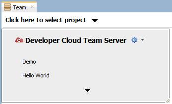 Team tab with your Oracle Developer Cloud Service projects