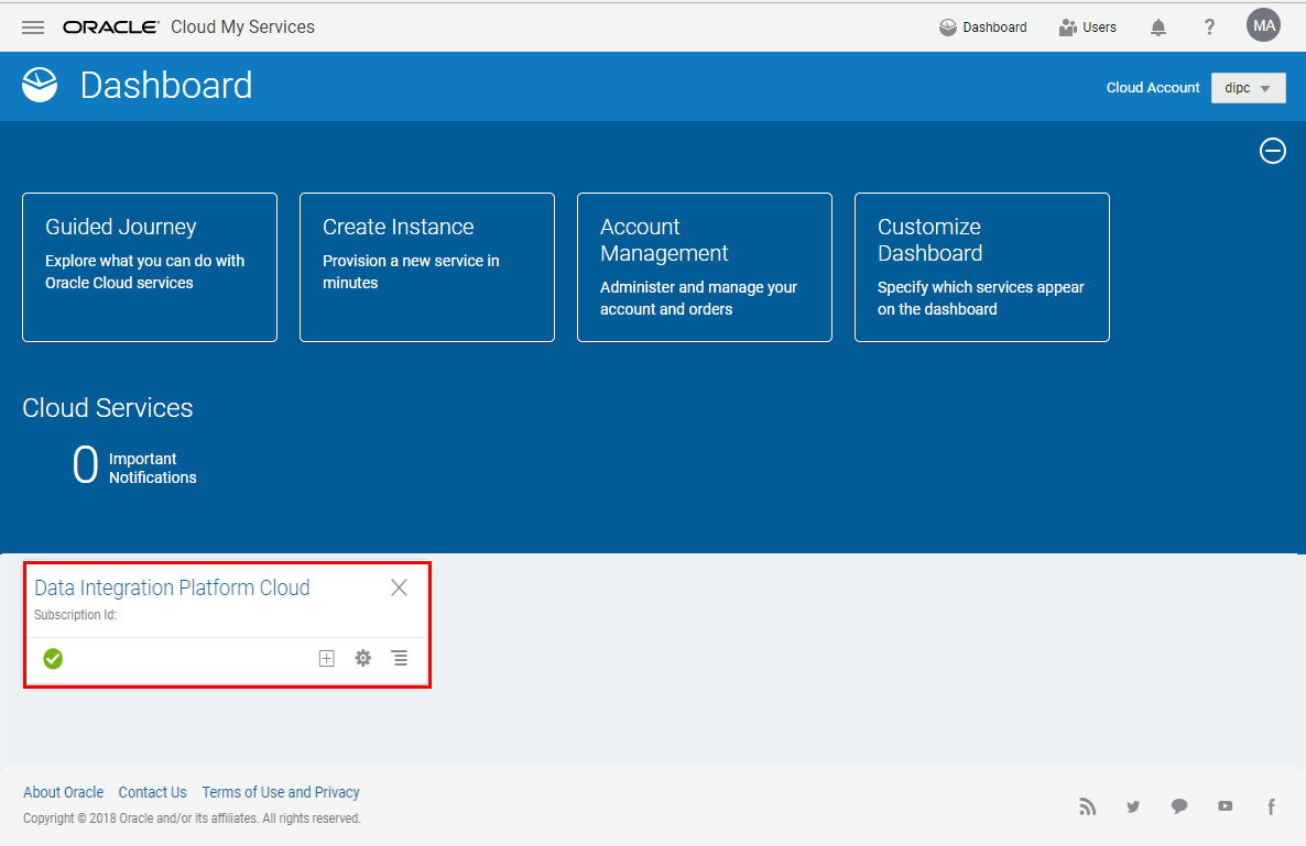 My Services Dashboard with service tiles displayed