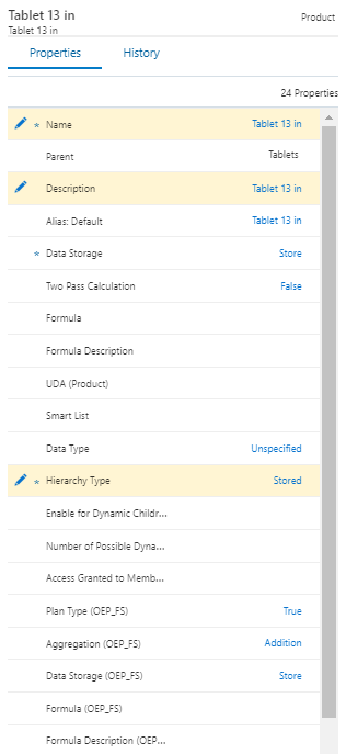 Enterprise Data Management Cloud properties for the new product