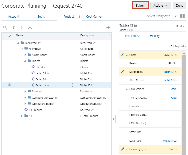 Enterprise Data Management Cloud submit request