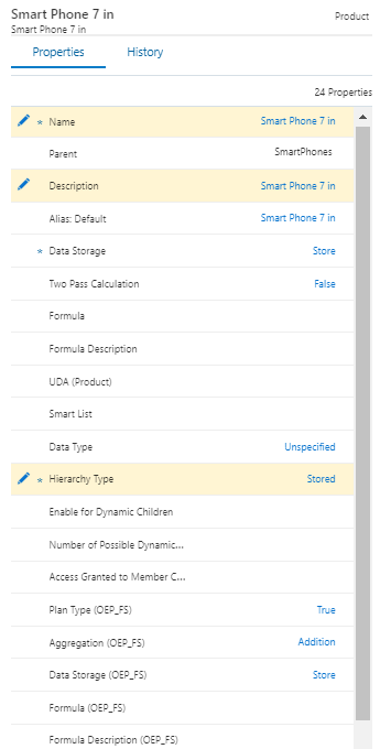 Enterprise Data Management Cloud properties for the new product
