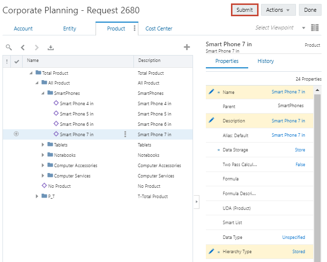 Enterprise Data Management Cloud submit request