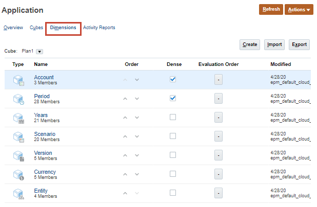 Planning Application Dimensions tab