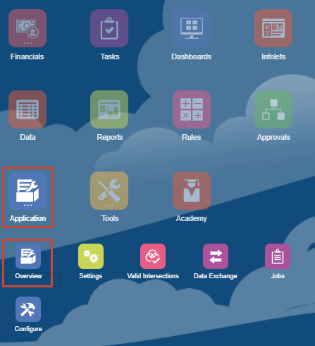 Planning home page with Application and Overview highlighted