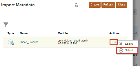 Planning Import Metadata submit job