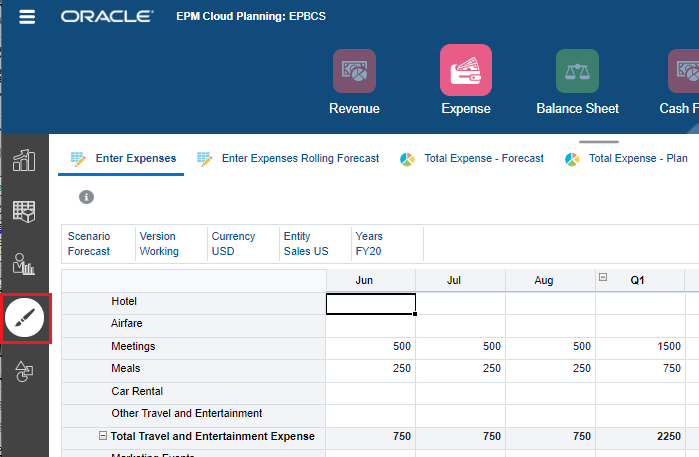 Direct Entry Expense Tab Selected