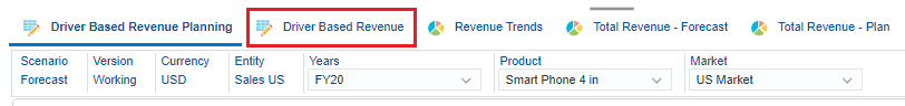 Driver based Revenue tab