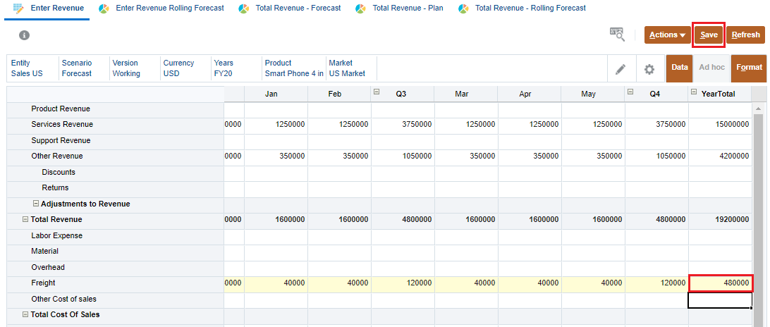 Freight Data entered