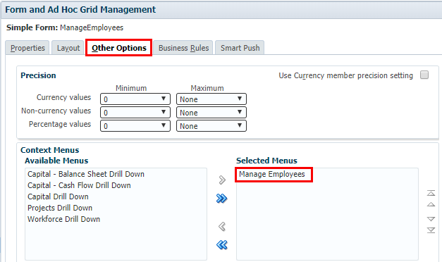 Add the Manage Employees Context Menu