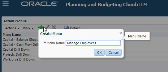 Create Manage Employees Action Menu