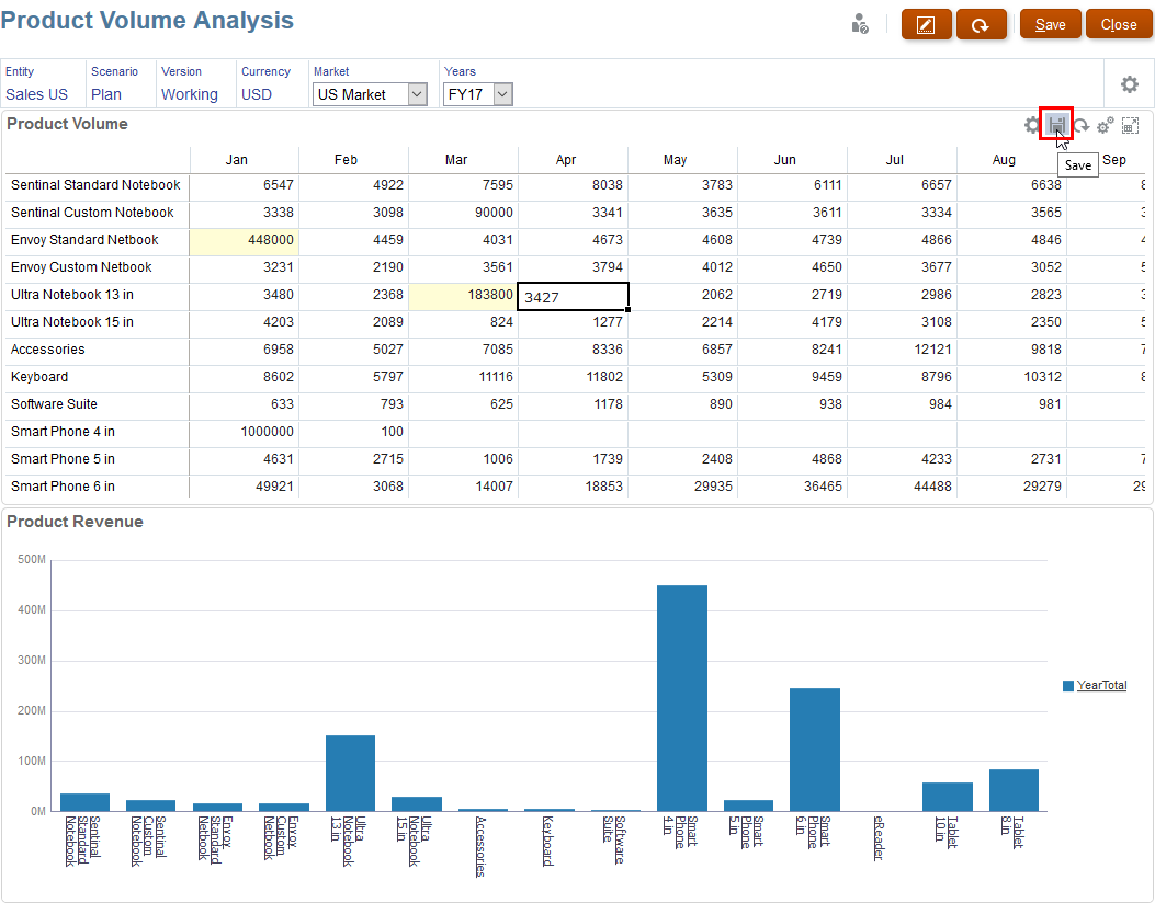 Save the Product Volume form.