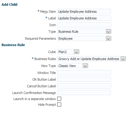 Update Employee Address Menu Item